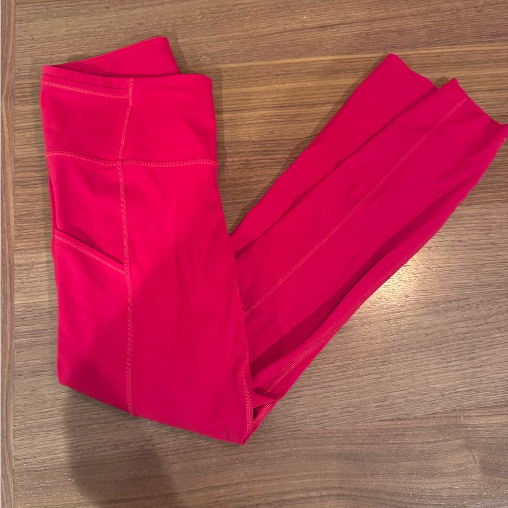 Lululemon Red Leggings with pockets 25” size 6